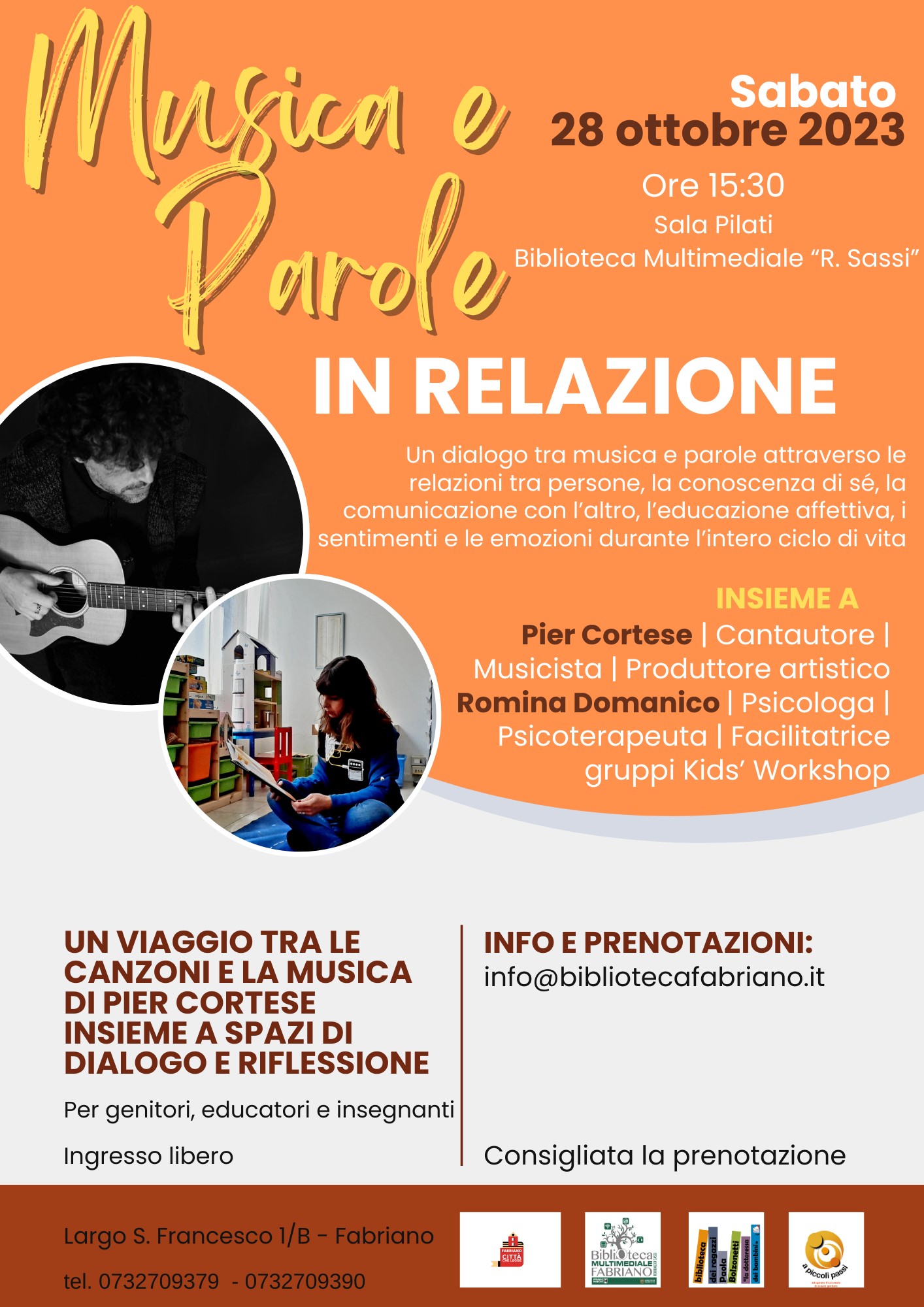 Musica e Parole Fabriano ottobre 2023