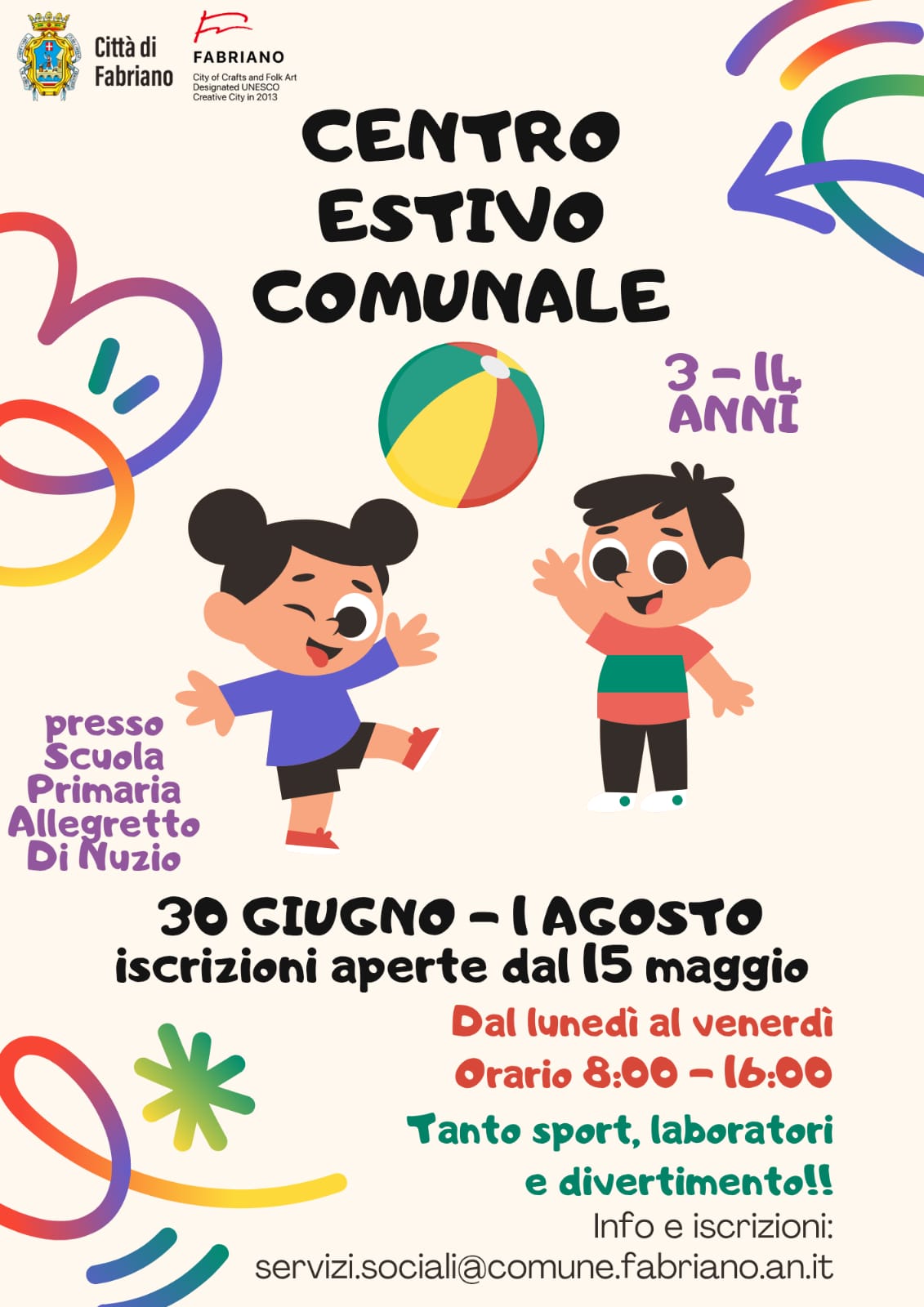 Centro Estivo comunale: iscrizione aperte dal 15 maggio